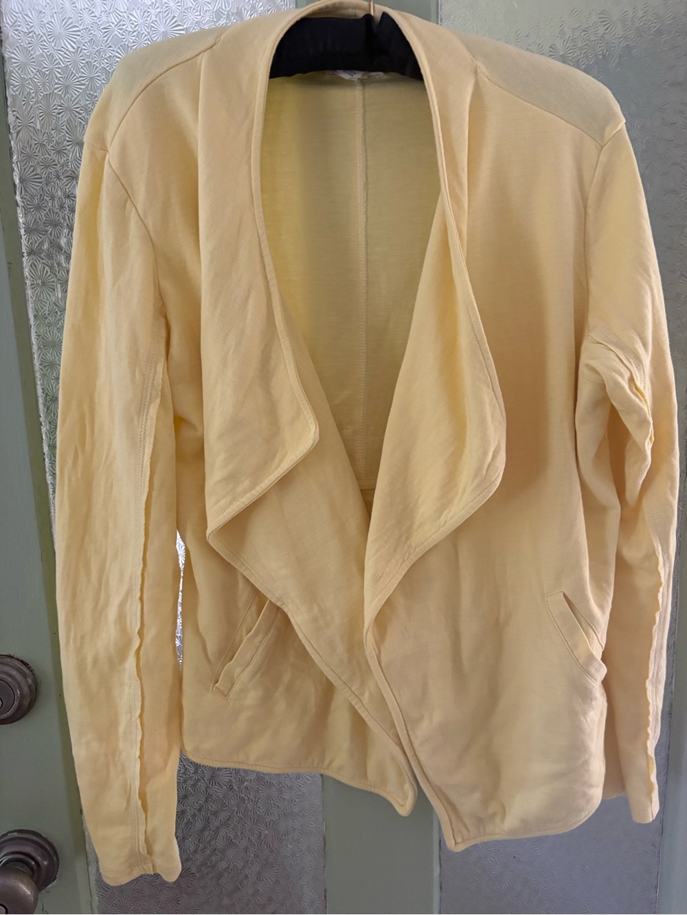 CASLON Yellow Draped Open-Front 💯 Cotton Open Front Jacket
